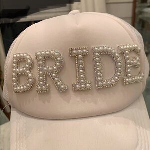 White Bride Hat with Pearlescent Beads